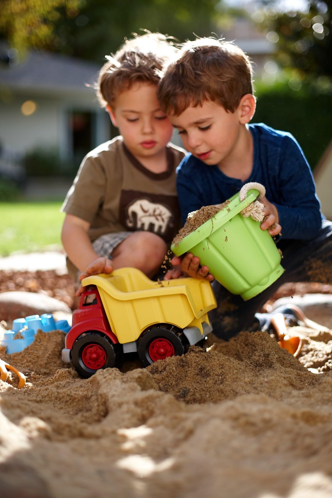 Green Toys Dump Truck, Red/Yellow CB - Pretend Play, Motor Skills, Kids Toy Vehicle. No BPA, phthalates, PVC. Dishwasher Safe, Recycled Plastic. - Image 4