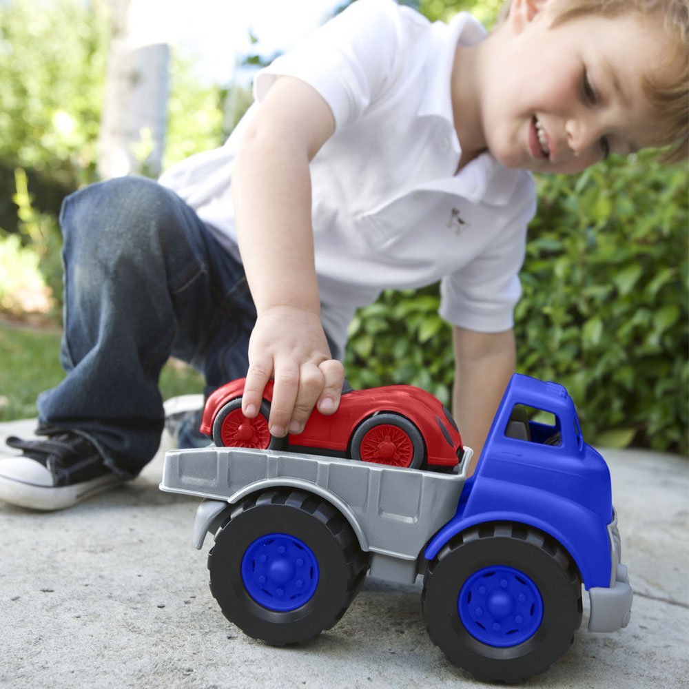 Green Toys Flat Bed Truck Blue/Grey & Race Car Red, 12 months - 6 years - Image 3