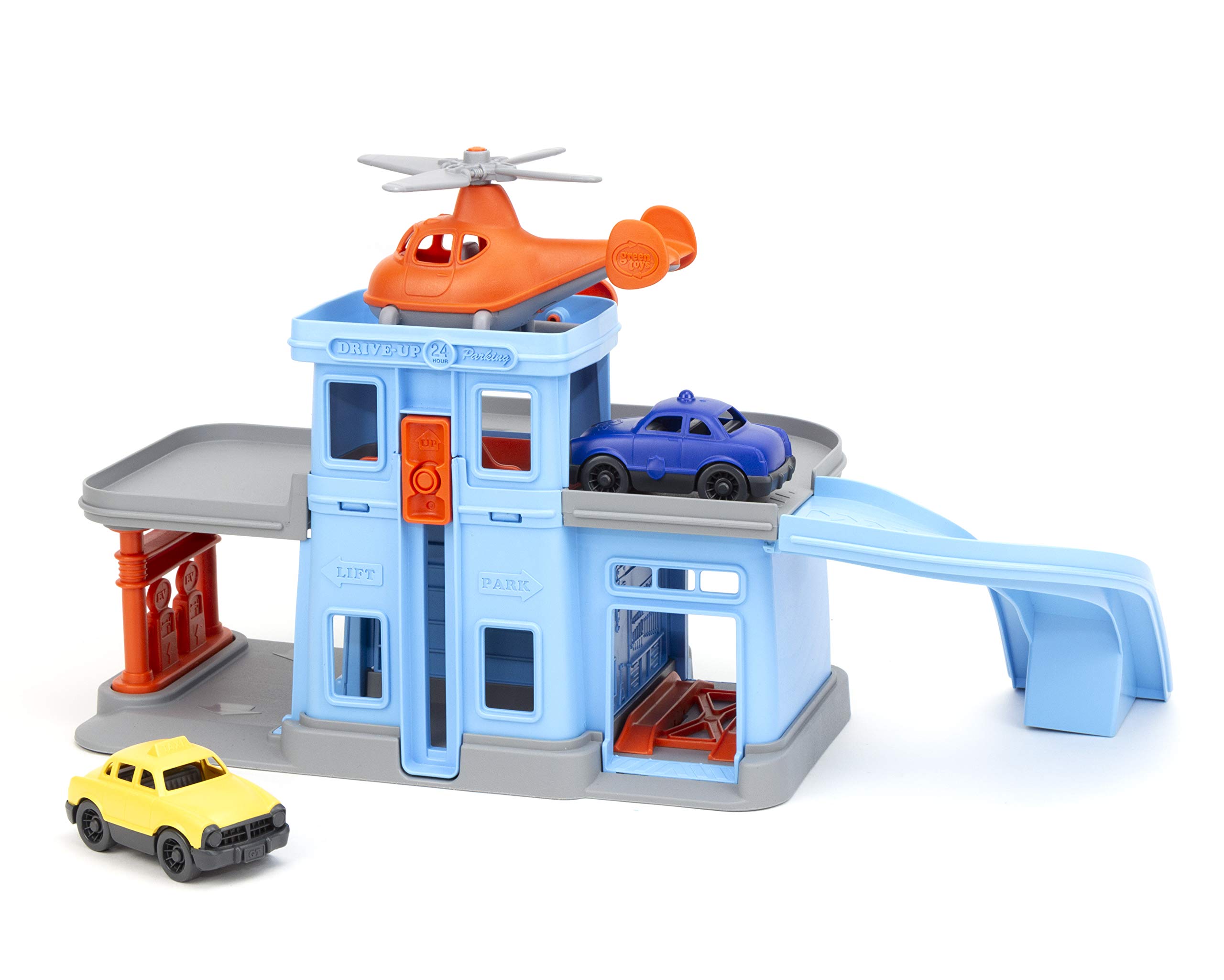 Green Toys Parking Garage - 5 Piece Pretend Play, Motor Skills, Language & Communication Kids Role Play Toy Playset. No BPA, phthalates, PVC. Dishwasher Safe, Recycled Plastic, Made in USA. - Image 3