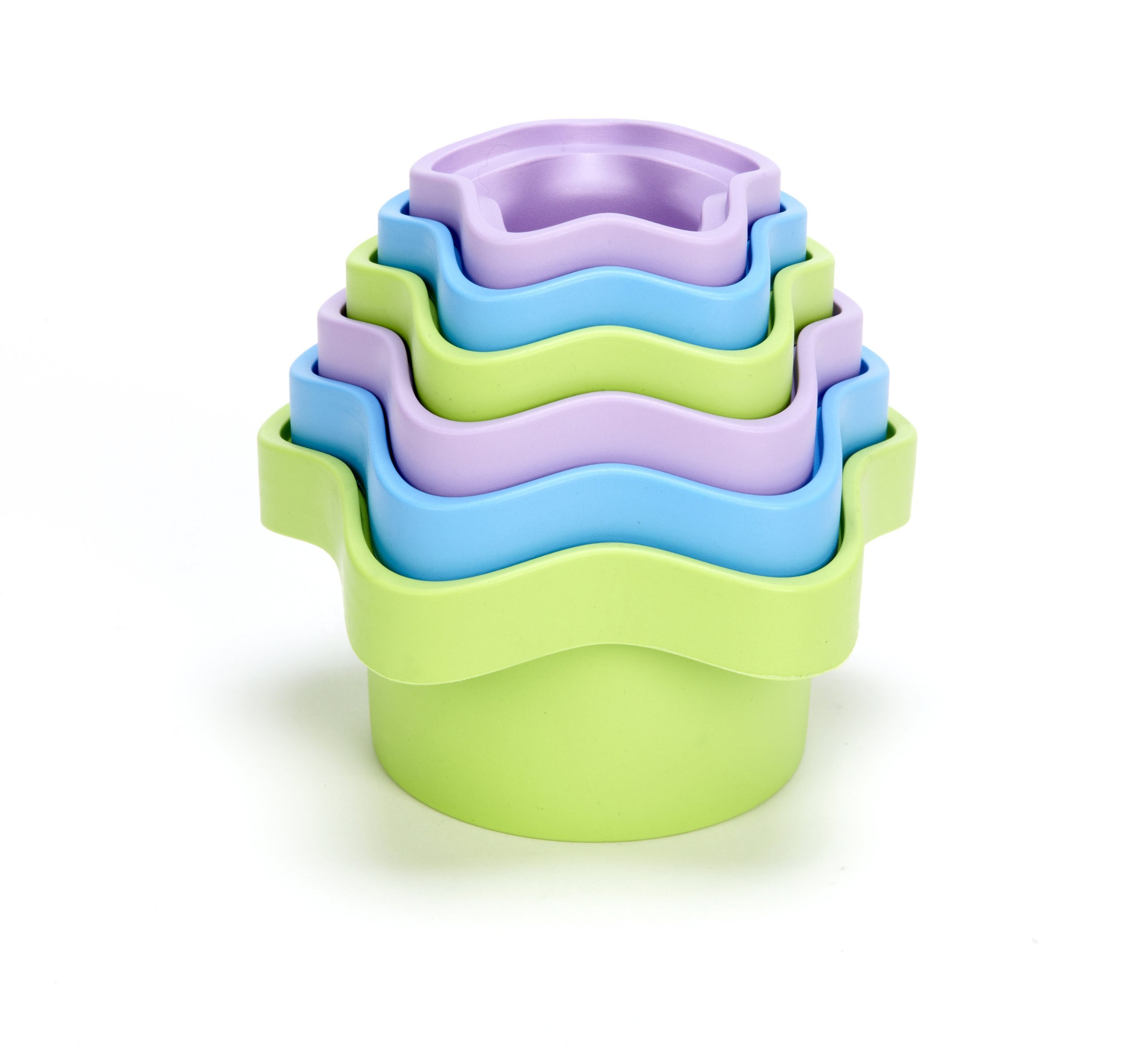 Green Toys Stacking Cups, Purple/Blue/Green - 6 Piece Motor Skills, Building, Stacking Toy Set. Safe for Babies and Toddlers. Dishwasher Safe, Recycled Plastic, Made in USA. - Image 5