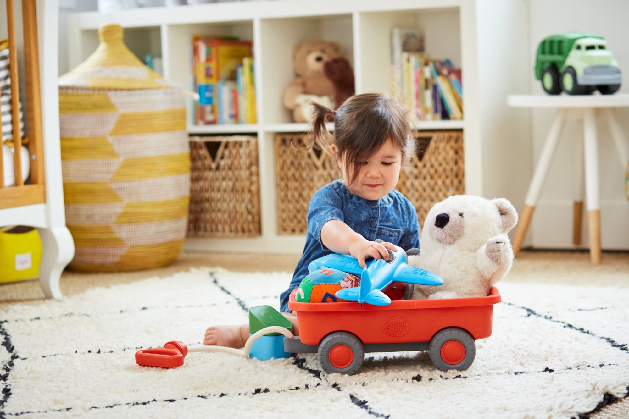 Green Toys Wagon, Orange - Pretend Play, Motor Skills, Kids Outdoor Toy Vehicle. No BPA, phthalates, PVC. Dishwasher Safe, Recycled Plastic. - Image 3