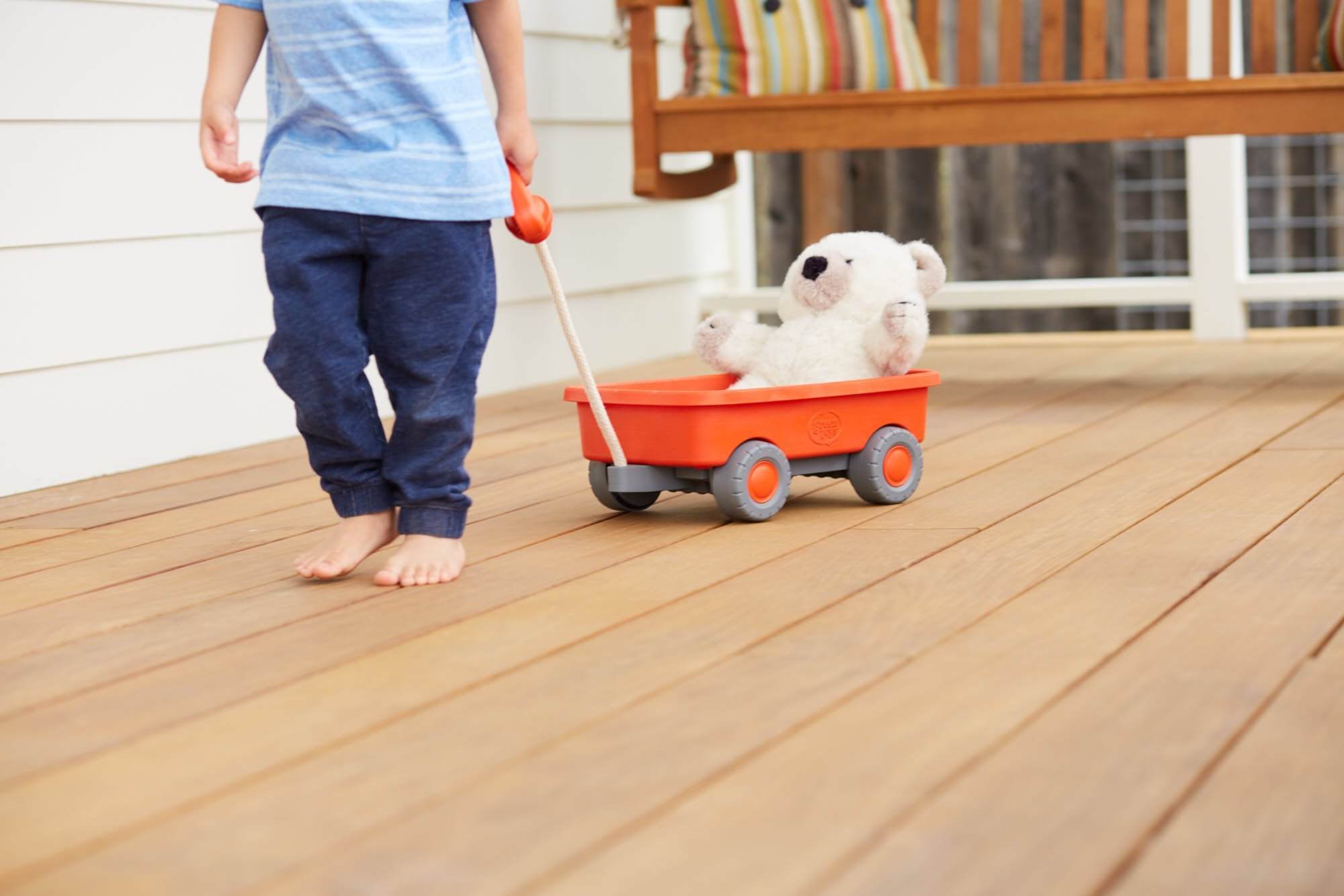 Green Toys Wagon, Orange - Pretend Play, Motor Skills, Kids Outdoor Toy Vehicle. No BPA, phthalates, PVC. Dishwasher Safe, Recycled Plastic. - Image 4